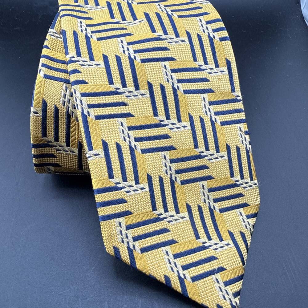 Jos A Bank Signature Collection Italian Tie Gold With Navy